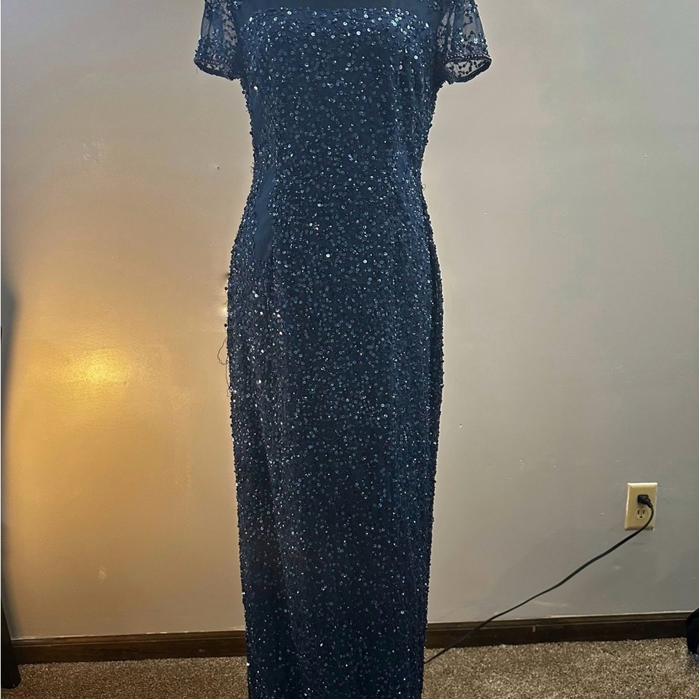 Elegant Navy Blue Lace Dress